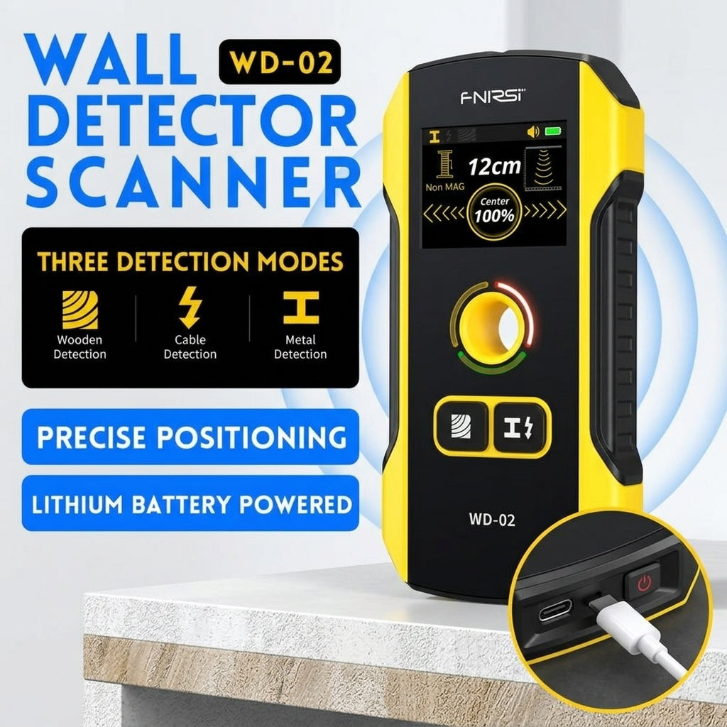 Detector Stud Finder Portable Precise Positioning TFT Display AC Live Cable Wires Metal Wood Stud Wall Scanner Tool Hardware with Clear Depth Gauge and Audible Alerts