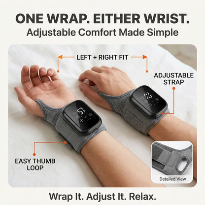 Heating & Vibrating Hand Massager Wrist Wrap - 3 Vibration Types, 3 Hot Compress Levels, Wrist Protection