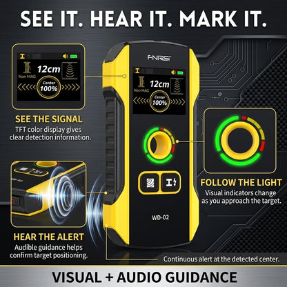 Detector Stud Finder Portable Precise Positioning TFT Display AC Live Cable Wires Metal Wood Stud Wall Scanner Tool Hardware with Clear Depth Gauge and Audible Alerts