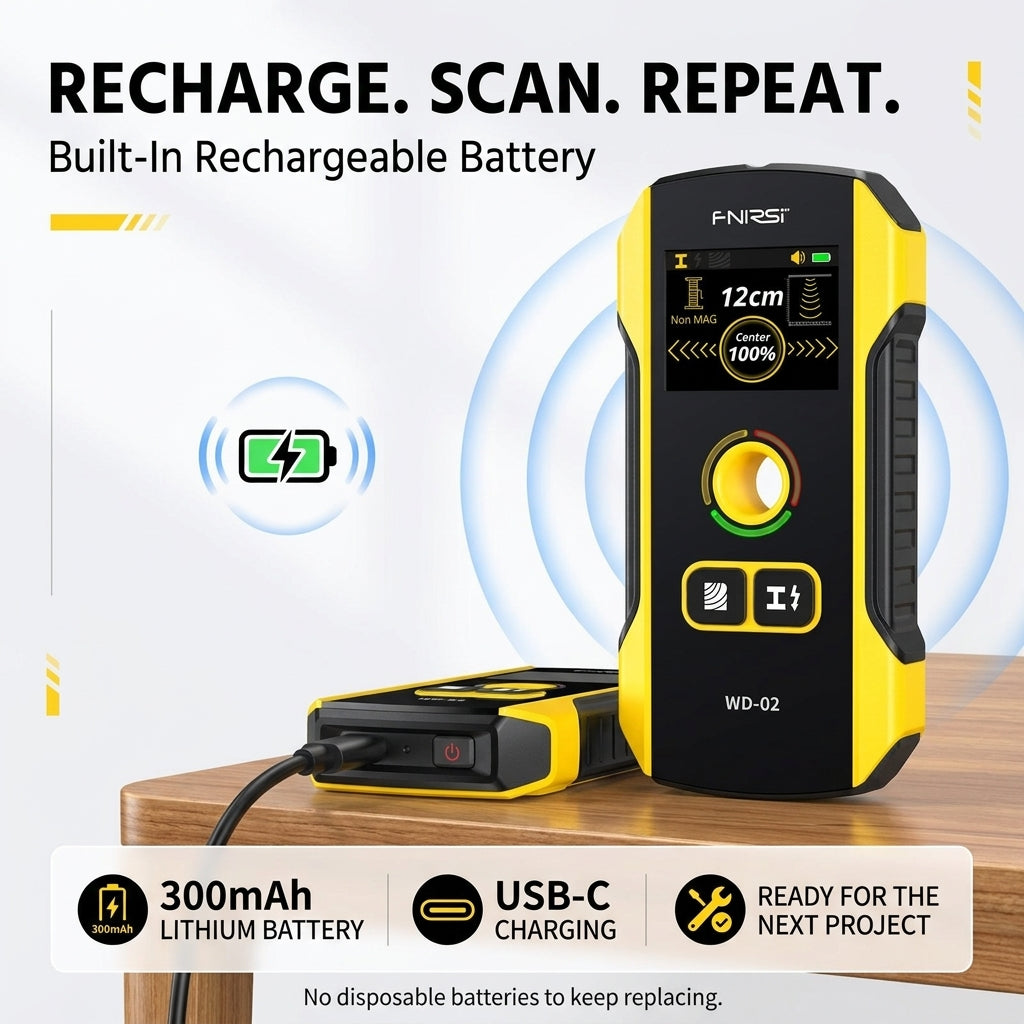 Detector Stud Finder Portable Precise Positioning TFT Display AC Live Cable Wires Metal Wood Stud Wall Scanner Tool Hardware with Clear Depth Gauge and Audible Alerts